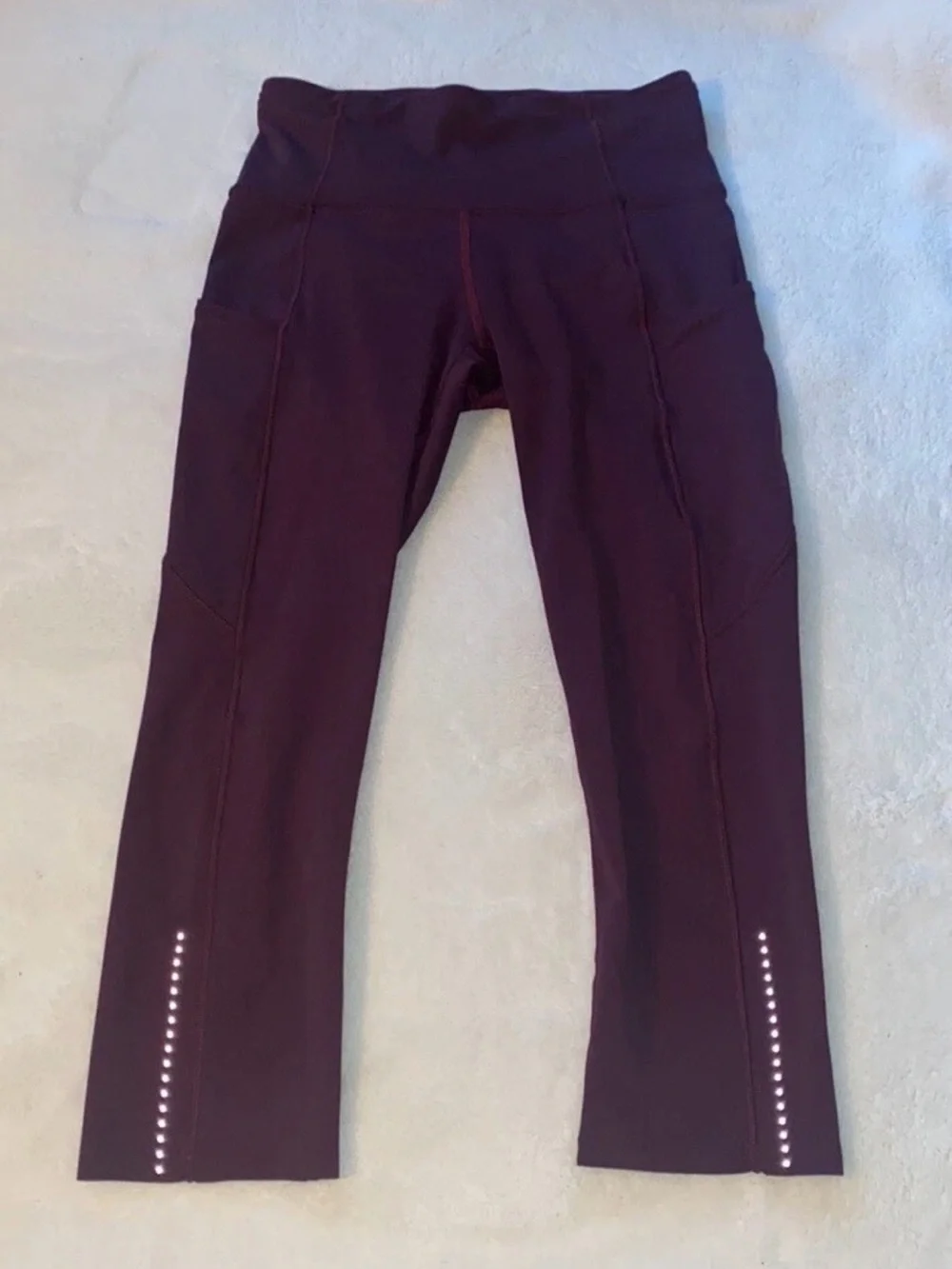 Lululemon Fast And Free Crop Leggings Black Cherry Maroon Activewear 4
